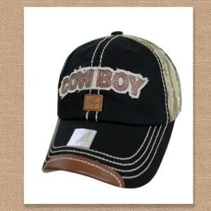 𝅺Camo Baseball Cap Cowboy Hat with Leather Trim Camouflage Camo New With Tags